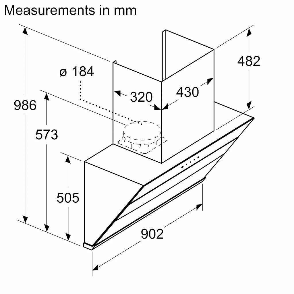 Bosch DWKA98G60I Serie | 4 Wall mounted hoods 90 cm 800 m3/hr Stainless steel Chimney , 3 high efﬁcient mesh ﬁlters