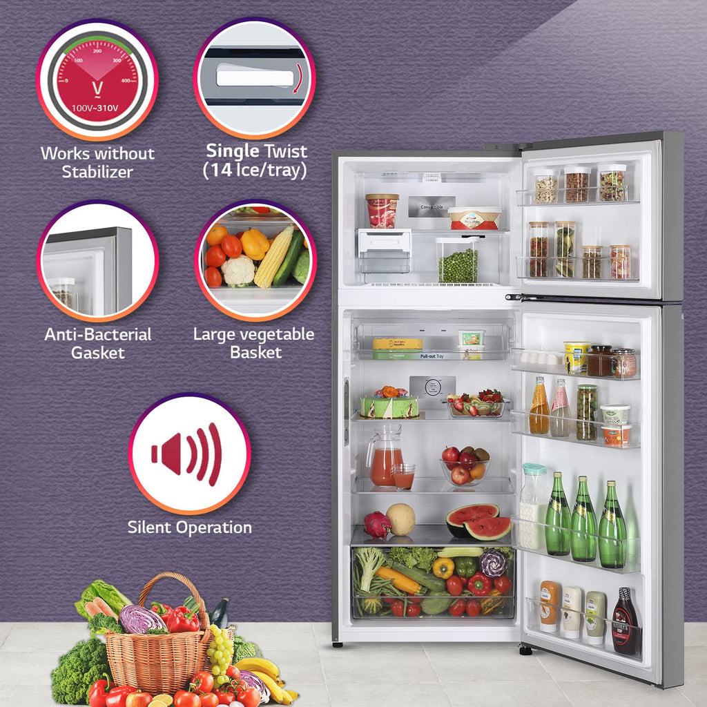 LG GL-S422SPZY 398 L 2 Star Frost-Free Smart Inverter Double Door Refrigerator ( Shiny Steel, Convertible with Express Freezing)