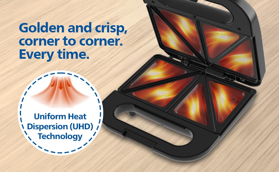 Philips HD1000/00 XL Sandwich Maker 800 W | Non-Stick Plates | Suraj Electronics