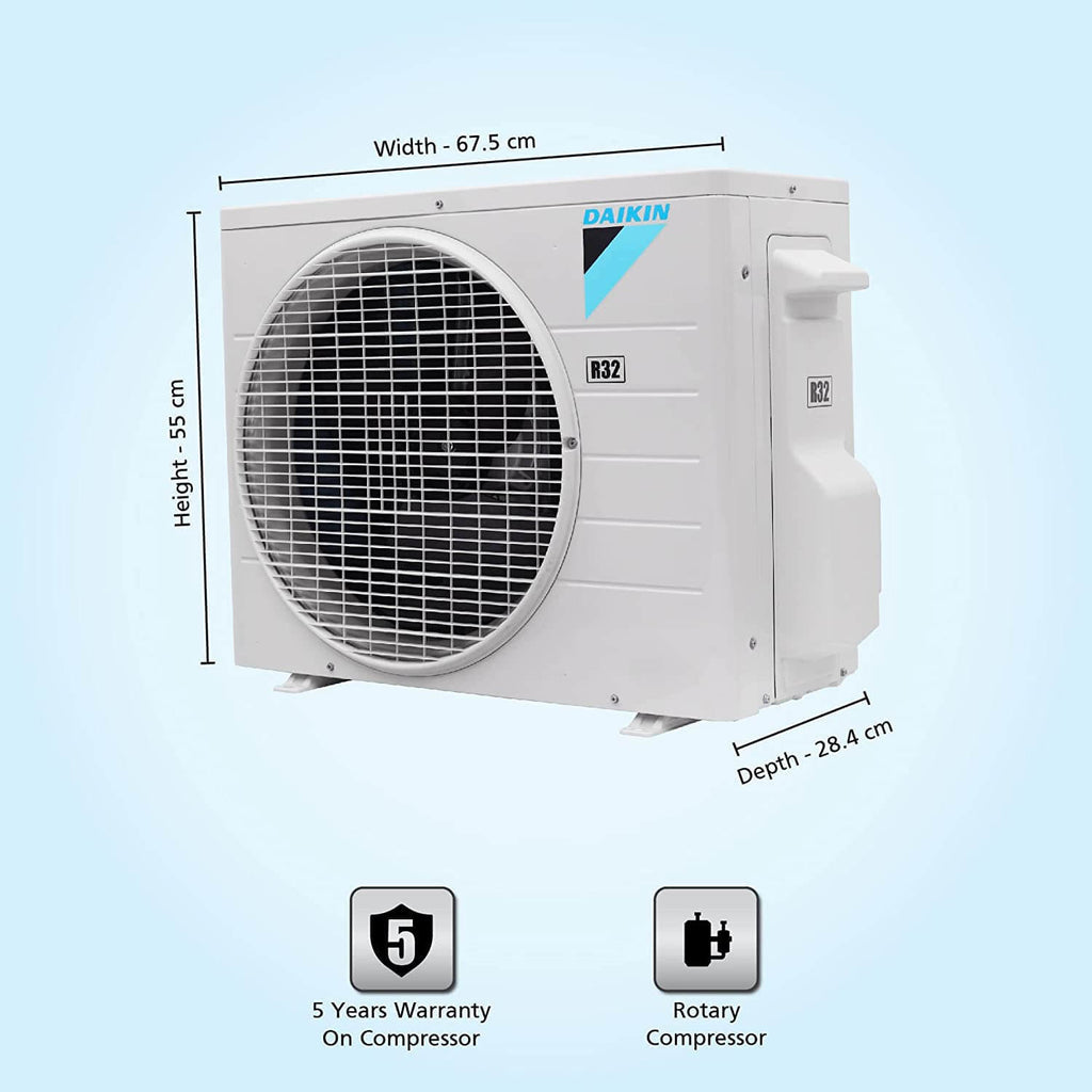 Daikin FTL28UV16 0.8 Ton 3 Star Split AC (Copper Condenser, PM 2.5 Filter, Power Chill, Non-Inverter, R32 Refrigerant, White) – Ideal for Small Rooms | Made in India