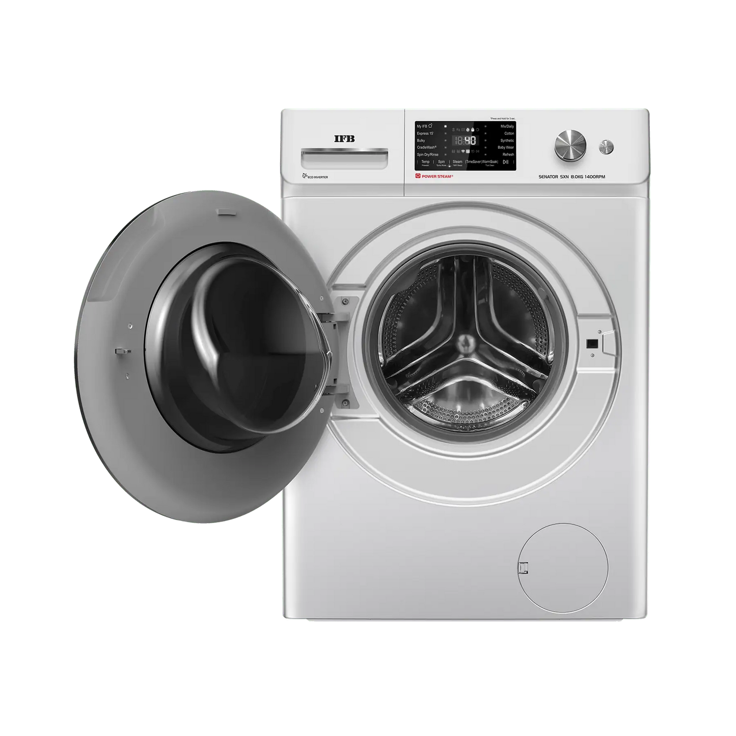 IFB Senator SXN 8014K 8 Kg 5 Star with 9 Swirl Wash, AI Powered, Wi-Fi, Fully Automatic Front Load Washing Machine (Silver)