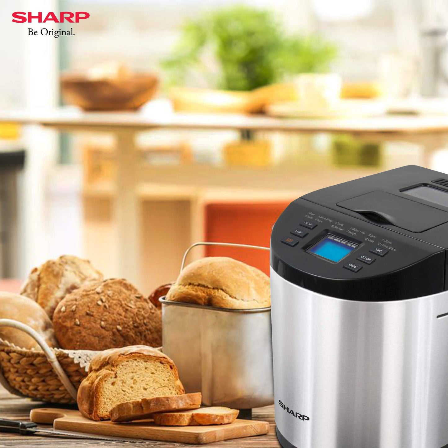 Sharp PE-105-CS Bread Maker (600W, 12 Auto Menus, Gluten-Free, Fruit &amp; Nut Dispenser) | Suraj Electronics Delhi NCR