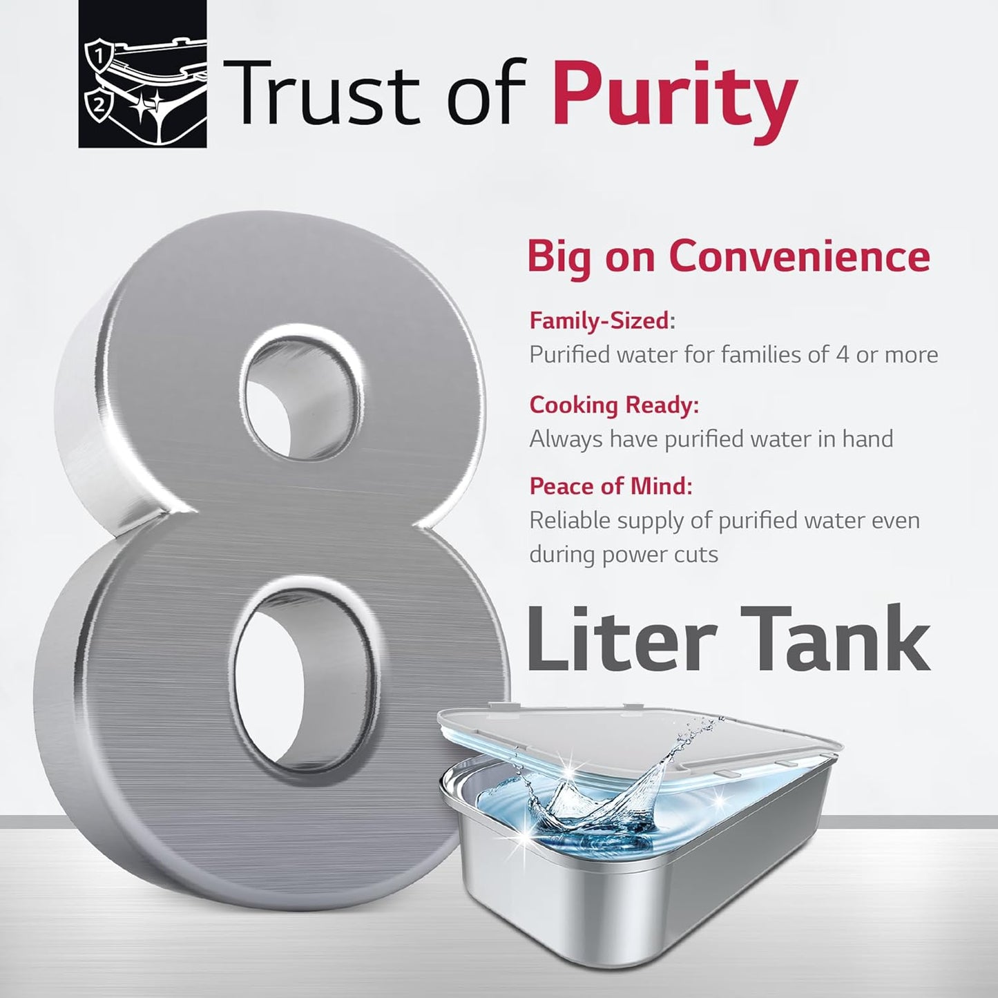 LG WW132NF RO Water Purifier | 8L Storage Airtight Stainless Steel Tank | Multi Stage Filtration | Wall Mount | Suitable for all Water Sources,  Black