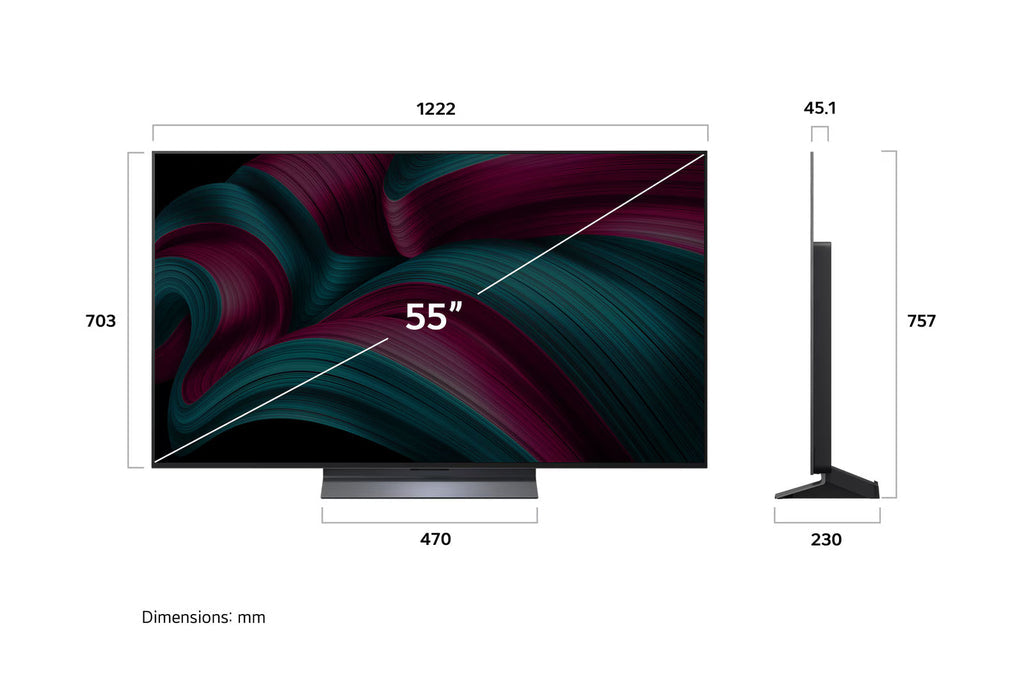 LG OLED55C56LA 139 cm (55) OLED evo Smart TV (C5 with α9 AI Processor 4K Gen8, Dolby Vision, Dolby Atmos, FILMMAKER MODE ™