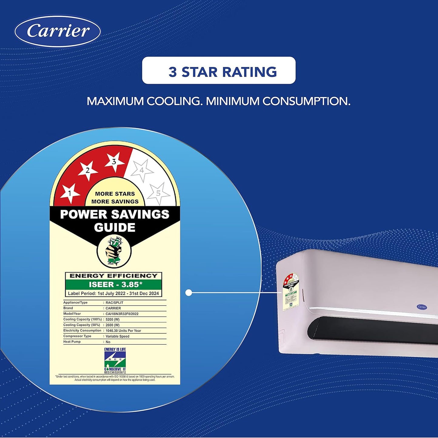 Carrier 1.5 Ton 3 Star AI Flexicool Hybridjet Inverter Split AC | 4-in-1 Convertible | Copper | Suraj Electronics Delhi NCR