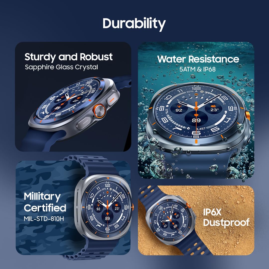 Samsung Galaxy Watch Ultra (47mm, LTE, Titanium Blue) with Upto 100h Battery | 3nm Processor | Dual GPS | Quick Button/Siren | Sapphire Glass | 10ATM & IP68 | BP & ECG Monitor | Energy Score & Ages
