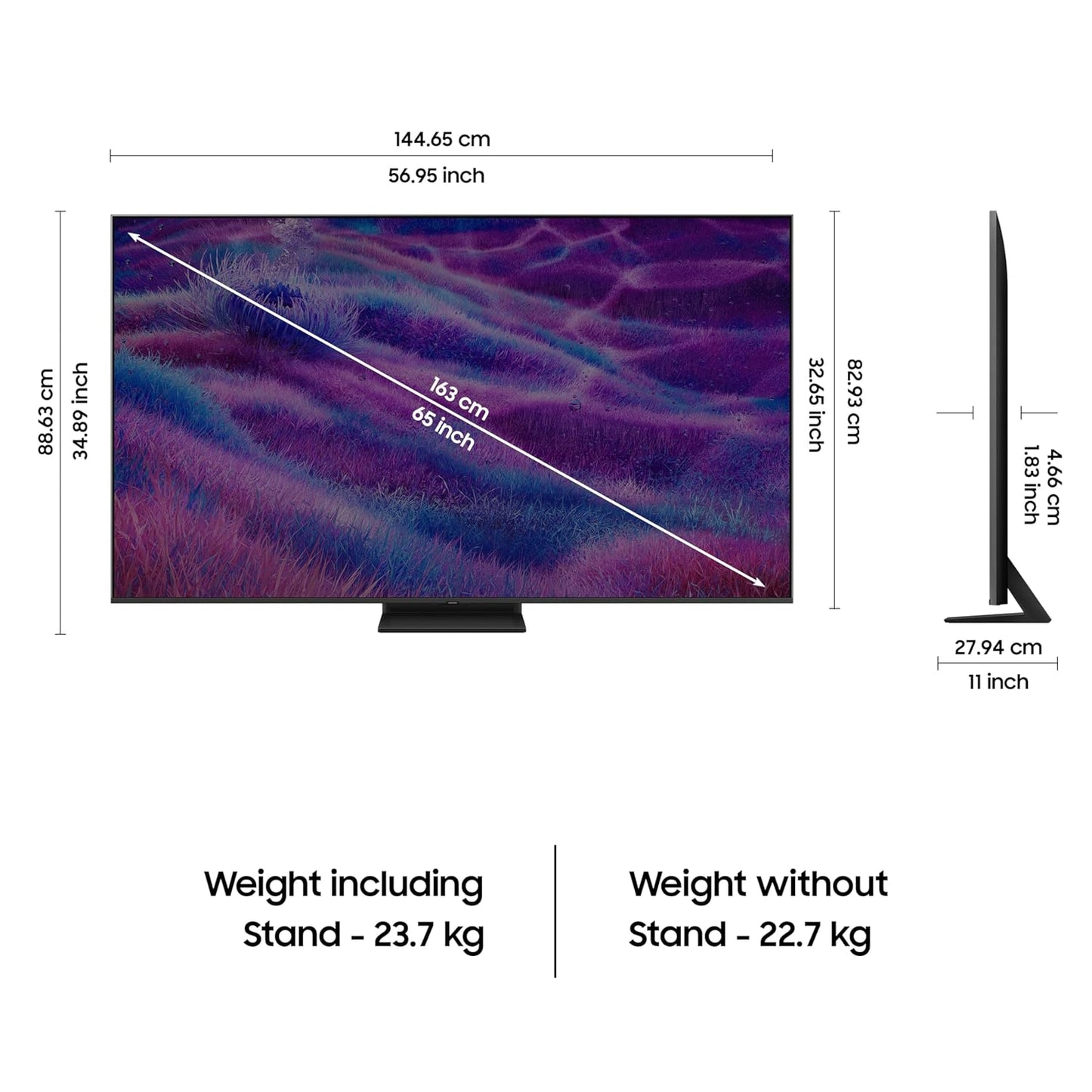 Samsung QA65QN80FAULXL  163 cm (65 inches) 4K Ultra HD Mini-LED Neo-QLED Smart TV (Titan Black)