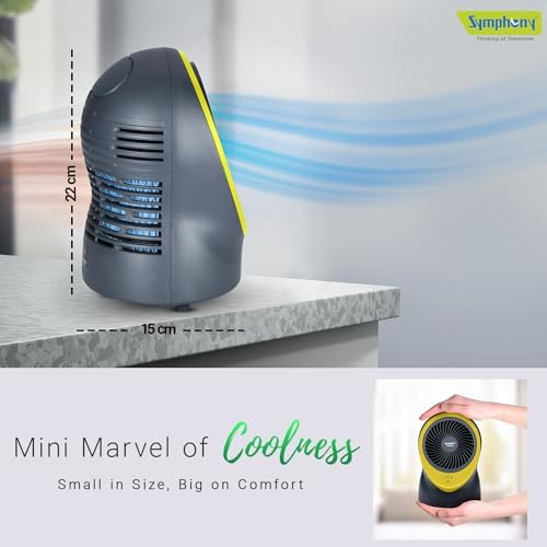 Symphony Buddy Mini Portable Tabletop Air Cooler for Home and Office with Whisper Quiet Operation and Touch Control (Yellow)