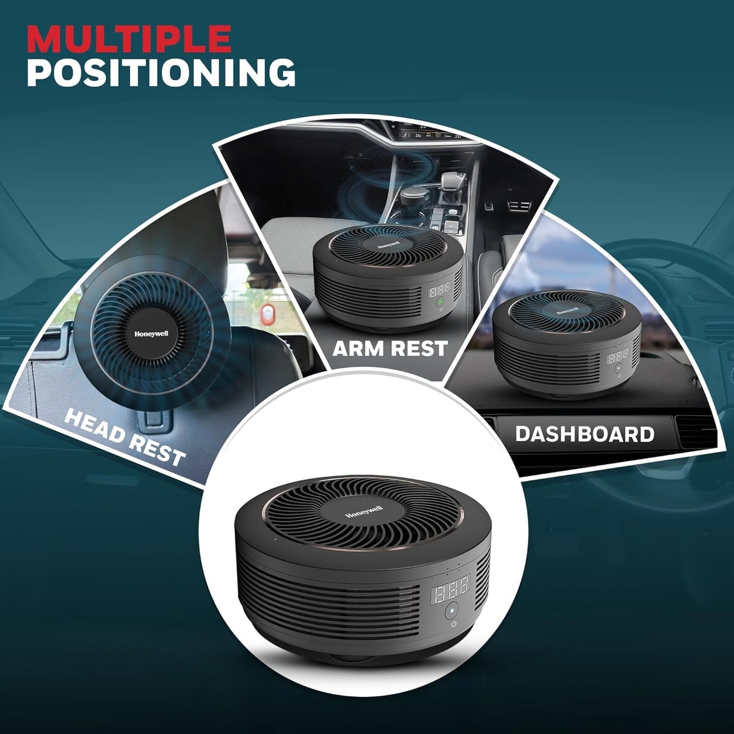 Honeywell Move Pure 4 Car Air Purifier | 3-in-1 HEPA Filtration | Removes 99.99 % PM 2.5 &amp; Odors | Dual USB Ports | Compact Design | Suraj Electronics