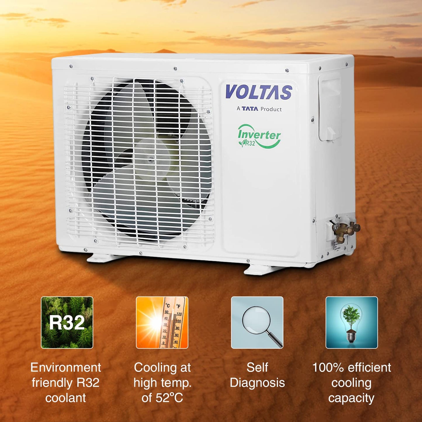 Voltas 125V Vectra Elite 1 Ton 5 Star Inverter Split AC | 4-in-1 Adjustable Cooling | Copper Condenser | Turbo Mode | Anti-Dust Filter | R32 Refrigerant
