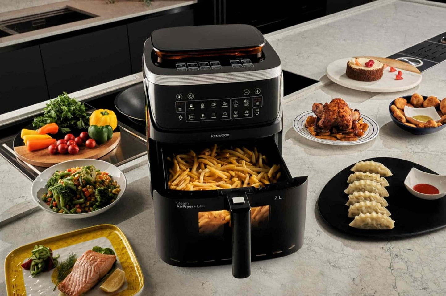Kenwood HFS92.000BK 3-in-1 Air Fryer &amp; Steamer 7L | Touch Display | Window View | 1700W Rapid Air + Steam Technology | Suraj Electronics Delhi NCR