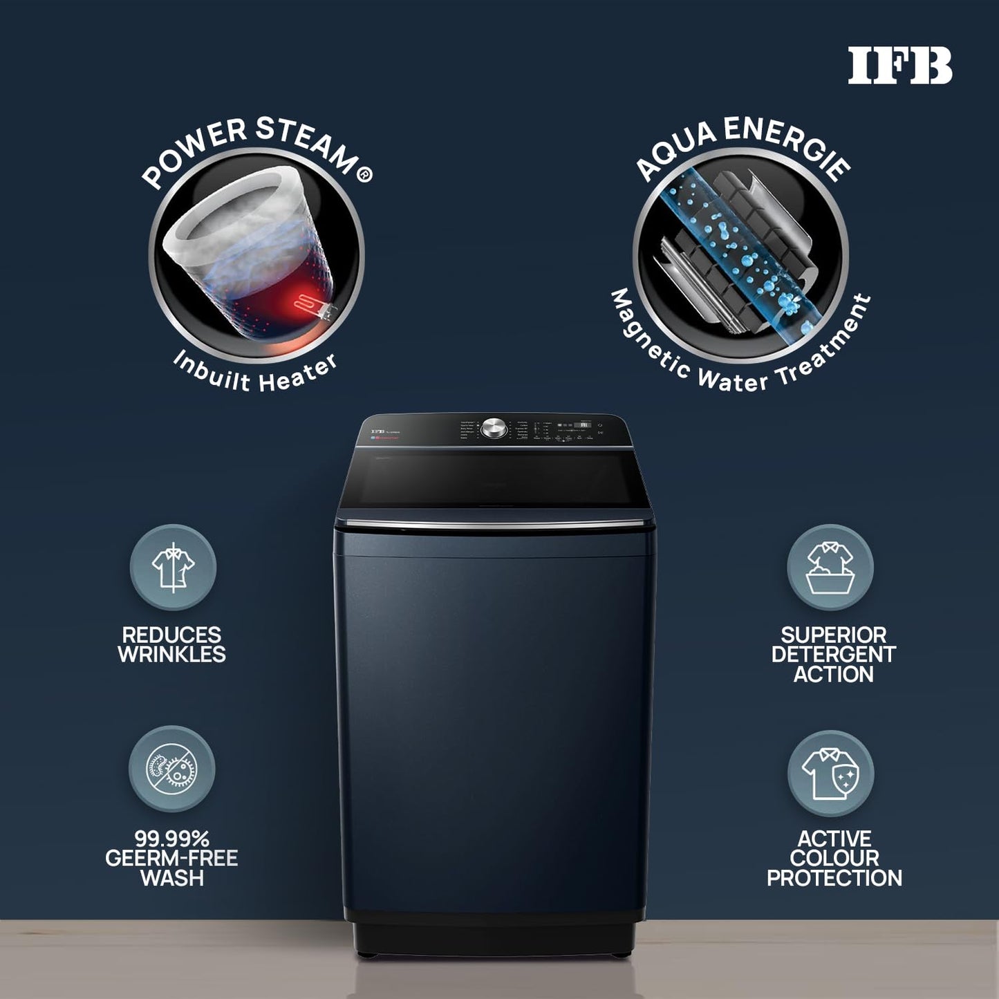 IFB TL121RB2SN 12 Kg Top Load Washing Machine with Built-in Heater – 4D Wash, Power Steam®, 720 RPM, 5-Star Rated | Royal Blue | Buy Online at Suraj Electronics