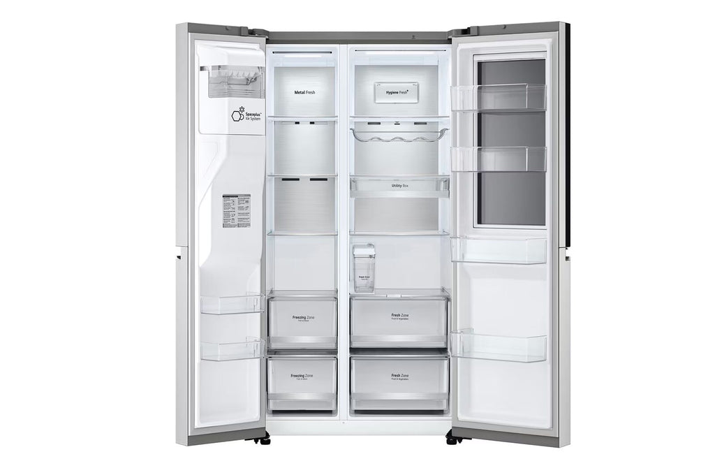 LG GL-X257ABS3 630L Side-by-Side Refrigerator, InstaView, Noble Steel, 3 Star