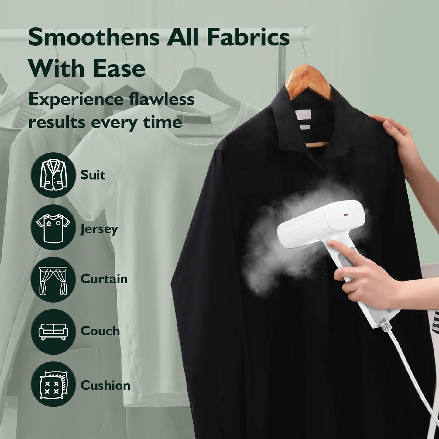 HAVELLS Vela Handheld Garment Steamer for Clothes | 1100 Watt | 360° Steaming | Anti-Spill Technology | Quick Steam Ready |100ml Detachable Tank | Upto 22g/min Steaming Rate | 2 Year Warranty | White
