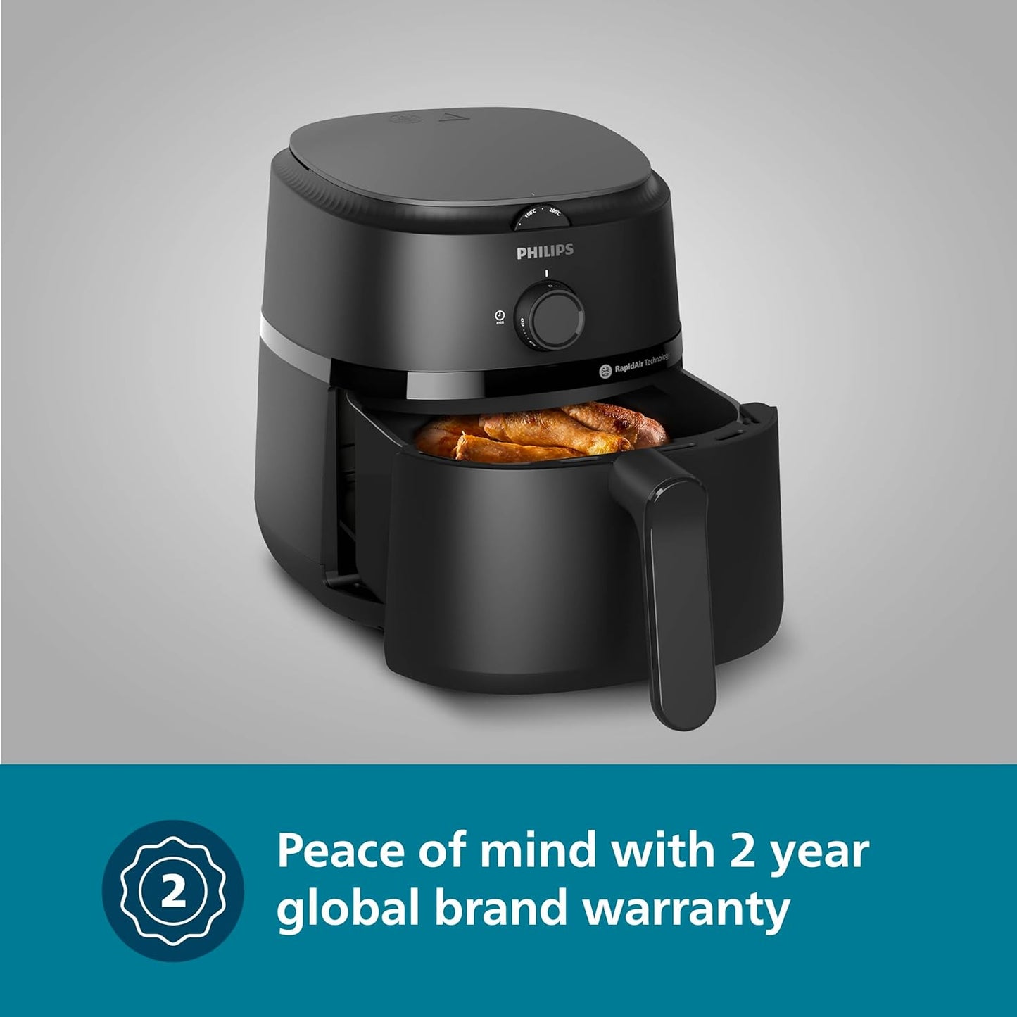 Philips NA120/00 4.2 Litre Airfryer (Black) | Rapid Air Technology | 12 Preset Menus | 1500W | Up to 90% Less Fat | Made in India – Buy Online at Suraj Electronics