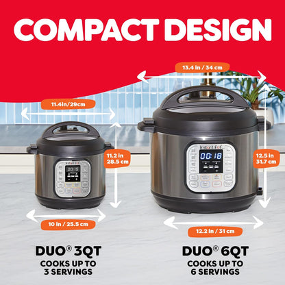 Instant Pot Duo 321 3QT (2.6 L) 7-in-1 Electric Pressure Cooker | Compact Multi-Cooker with Stainless Steel Inner Pot &amp; 700 W Power | Suraj Electronics Delhi NCR