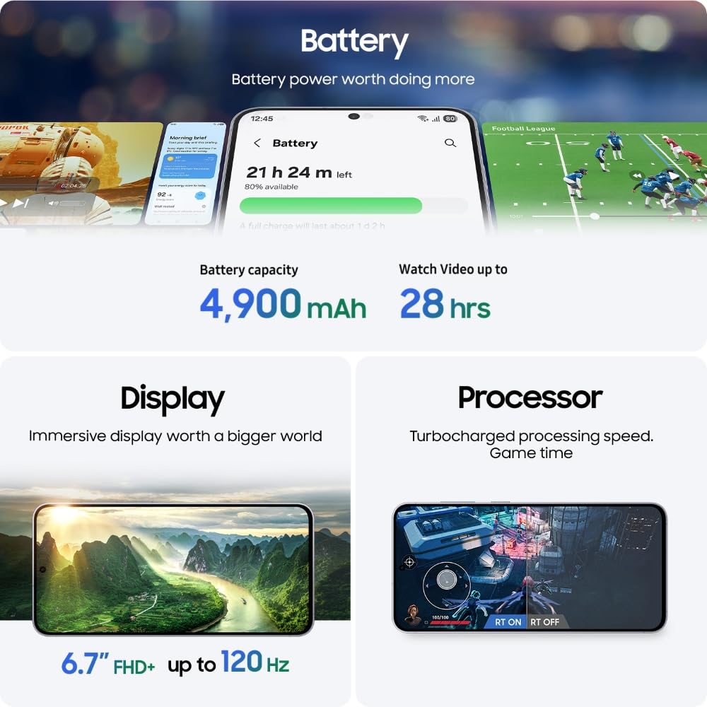 Samsung Galaxy S25 FE 5G Smartphone with Galaxy AI (Jet Black, 8GB RAM, 256GB Storage), 12MP Front Camera, ProVisual Engine, Long Battery Life