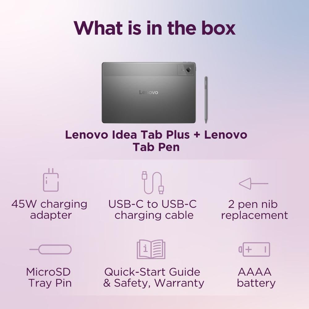 Lenovo Idea Tab Plus 30.73 cm (12.1 inch) WiFi + 5G Tablet with Pen, 256 GB, 8 GB RAM, Luna Grey, ZAGF0149IN