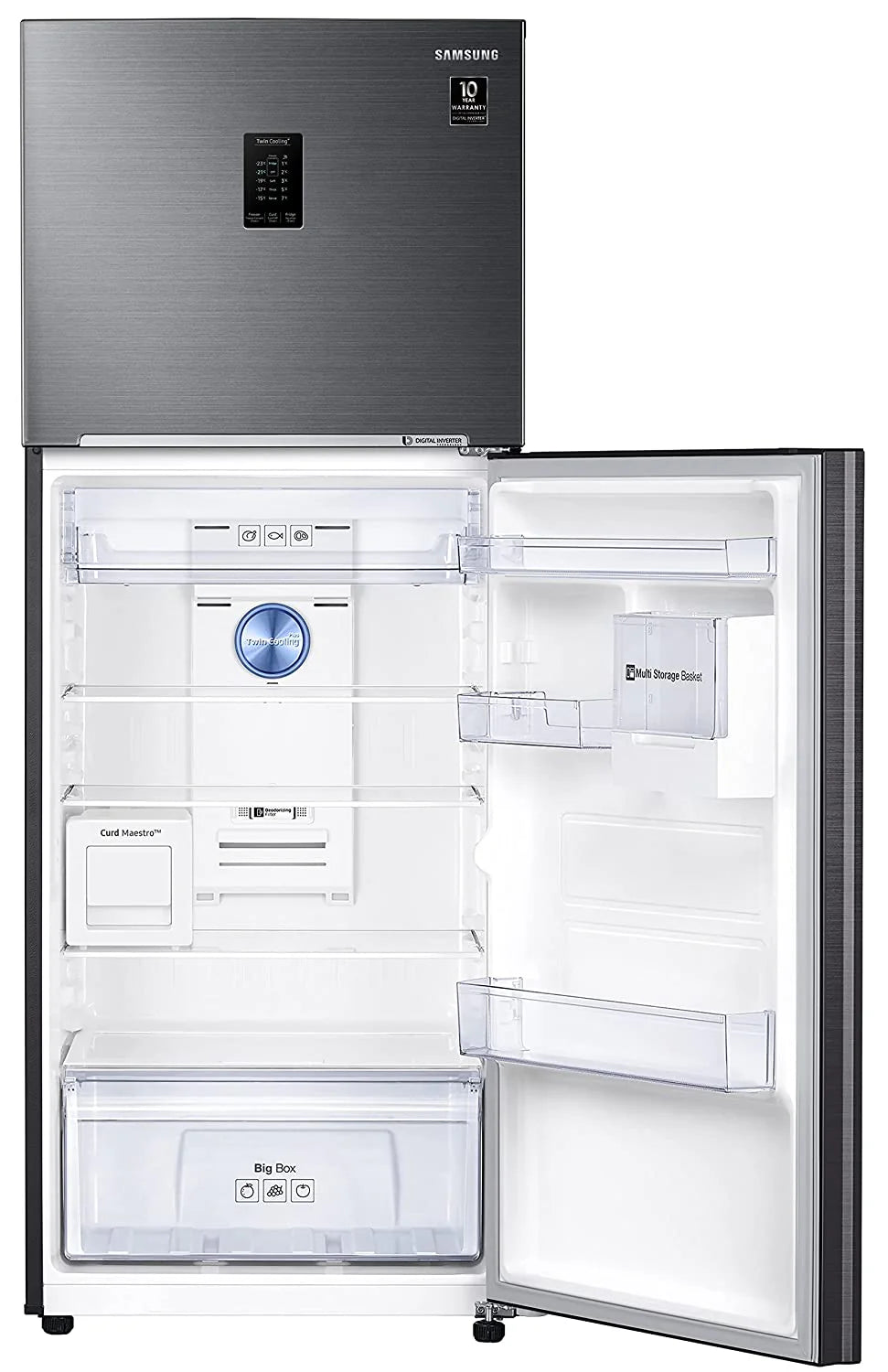 Samsung RT42C5C52BS/HL 376L 2 Star Inverter Frost-Free Convertible 5 In 1 Curd Maestro Double Door Refrigerator (Black Inox)