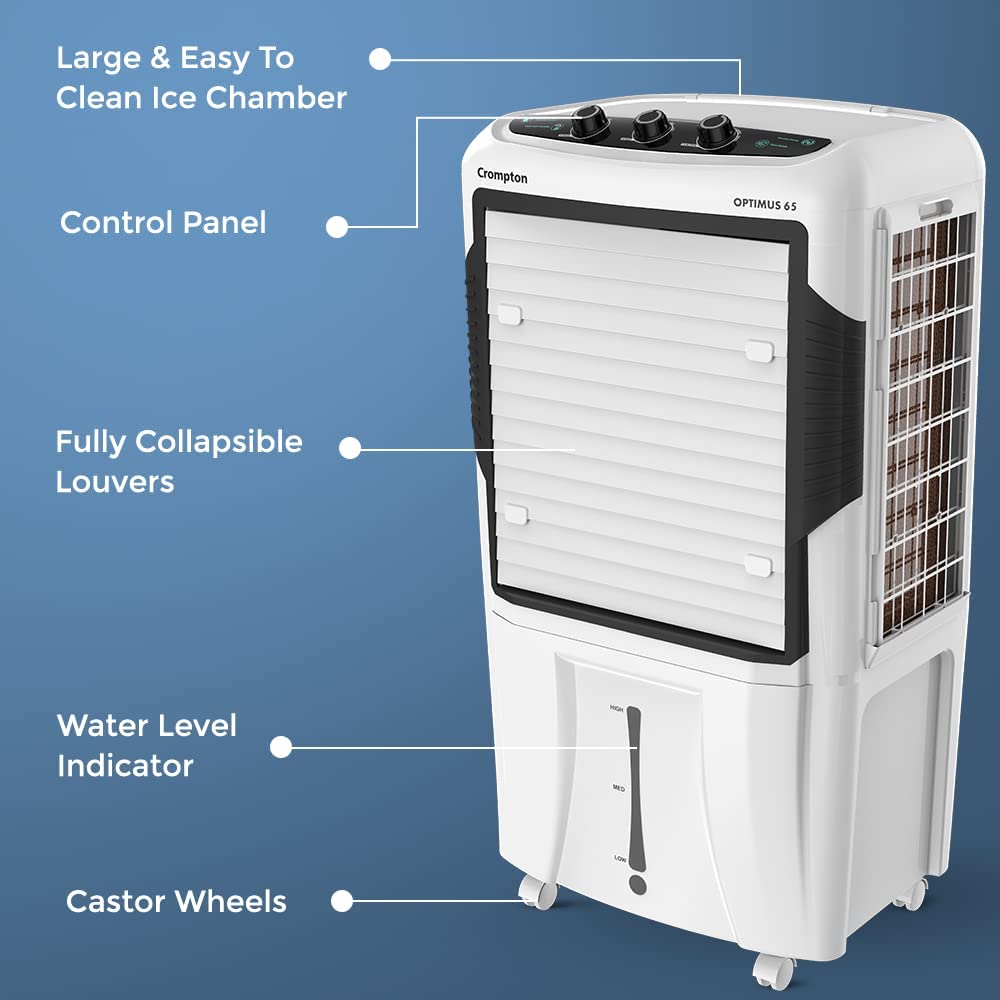 Crompton Optimus 65 Desert Air Cooler | 65 L Tank | Everlast Pump | Large Ice Chamber | Humidity Control | Suraj Electronics Delhi NCR