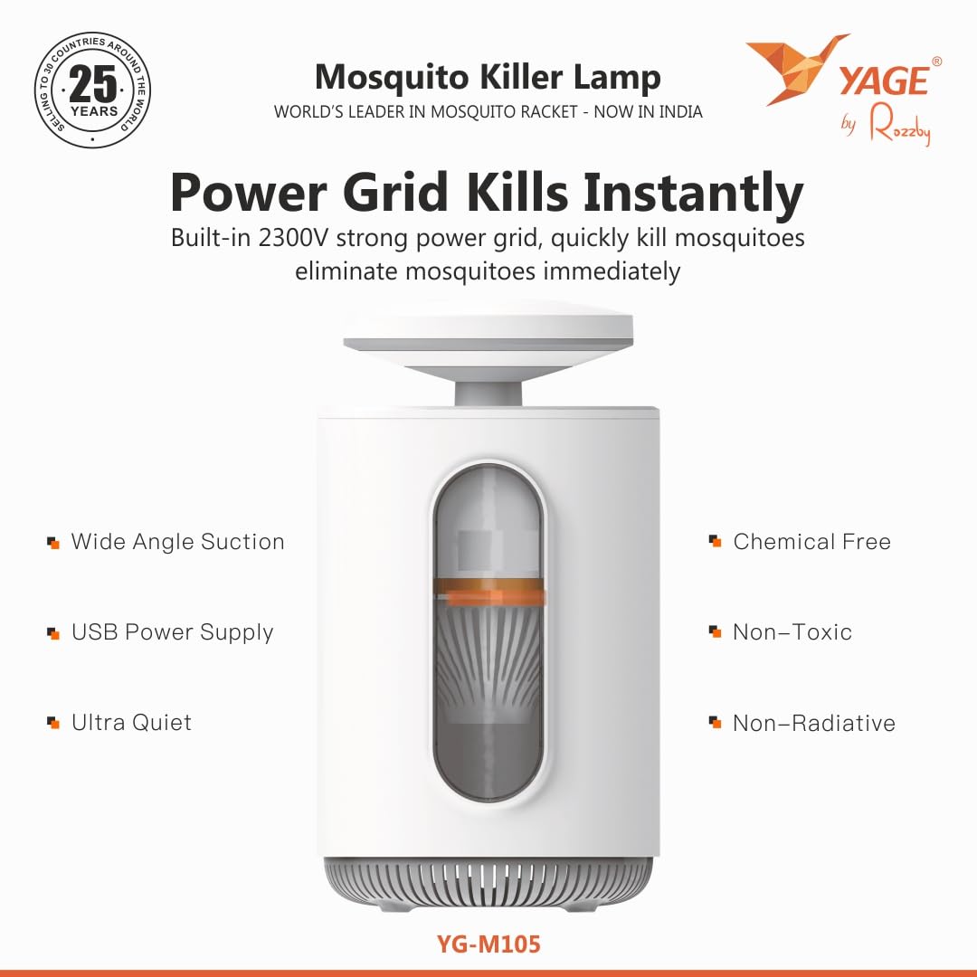 YAGE by Rozzby YGM105 Mosquito Killer Lamp | 2300V Electric Grid | UV LED | Timer | 6 Months Warranty | Suraj Electronics Delhi NCR