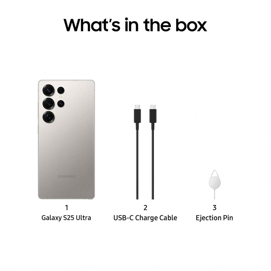 Samsung Galaxy S25 Ultra 5G AI Smartphone (Titanium Gray, 12GB RAM, 512GB Storage), 200MP Camera, S Pen Included, Long Battery Life