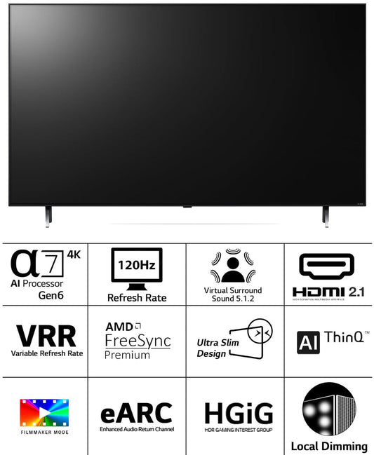LG 65QNED80SRA 164 cm (65 inches) 4K Ultra HD Smart QNED TV  (Ashed Blue)