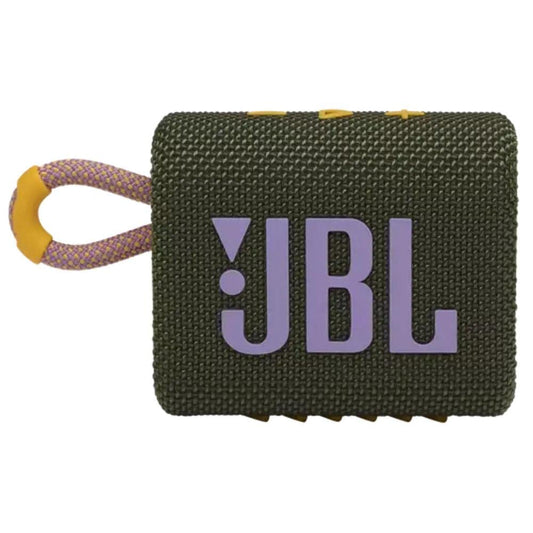 JBL Go 3, Wireless Ultra Portable Bluetooth Speaker, Pro Sound, Vibrant Colors with Rugged Fabric Design, Waterproof, Type C (Without Mic, Green)