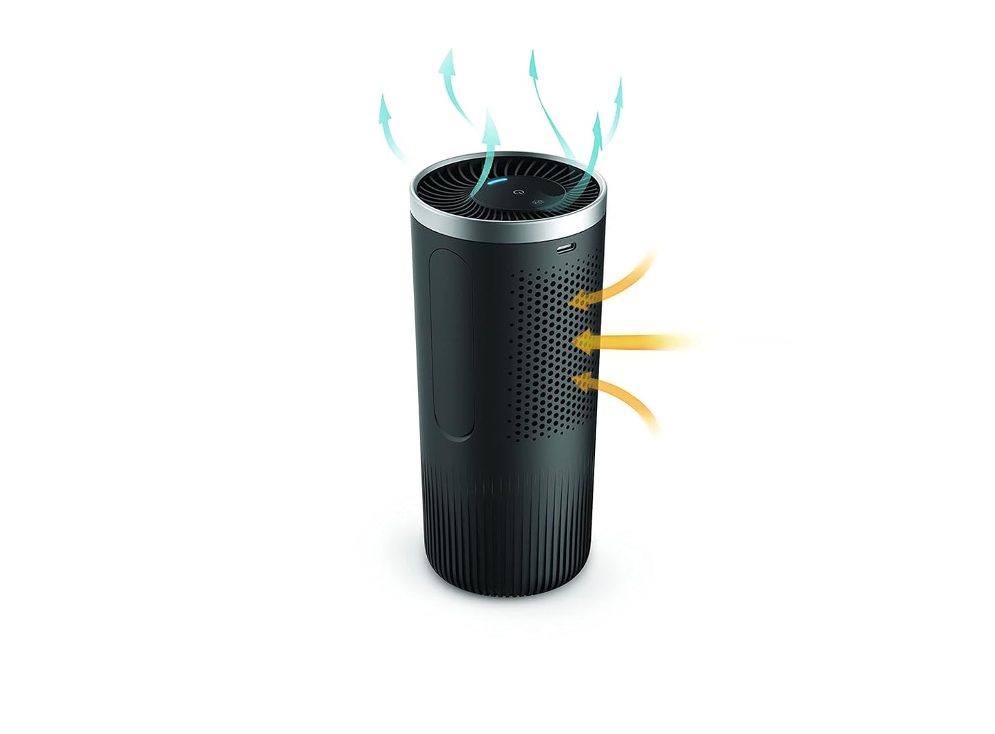Philips GoPure Style S3601 Car Air Purifier with HEPA filteration captures particles as small as 0.004um (Equivelant to H14 Grade), UVC light eliminating >99.9% of bacteria and viruses, Ozone free certified product.