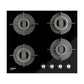 Crompton HOB-SSDC604-MBL SensoSafe 60 cm 4 Burners Built-in Gas Hob With High Efficiency Brass Burners, Auto-Ignition and 8 MM Toughened Glass ( Midnight Black)