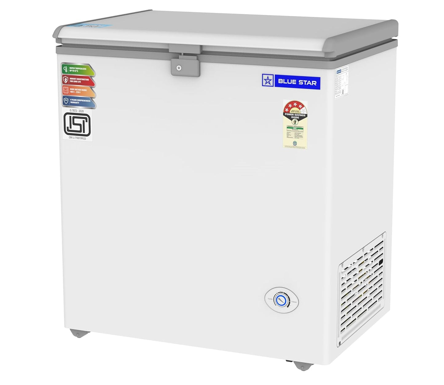 Blue Star CF4-180NEYW 161L Double Door Deep Freezer | Convertible | R290 | 4 Star | White