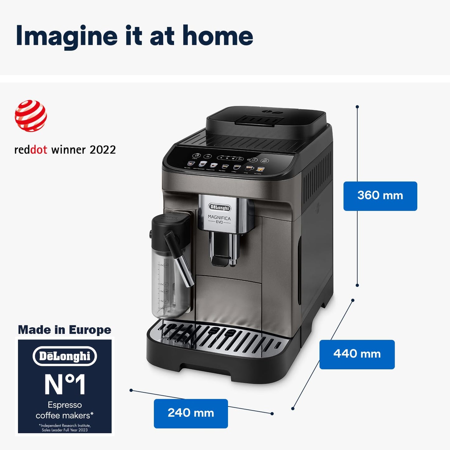 Delonghi Ecam290.81 TB- Magnifica Evo|Bean To Cup Fully Automatic Coffee Machine|7 One-Touch Recipes - Latte, Espresso, Cappuccino & More|15 Bar Pressure|1450 W|Free Demo & Installation(Titanium Black)
