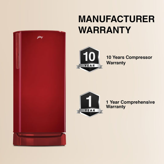 Godrej RD ERIOPLS 205B THF WN RD 180 L 2 Star Farm Fresh Crisper Technology With Jumbo Vegetable Tray Direct Cool Single Door Refrigerator ( Wine Red)