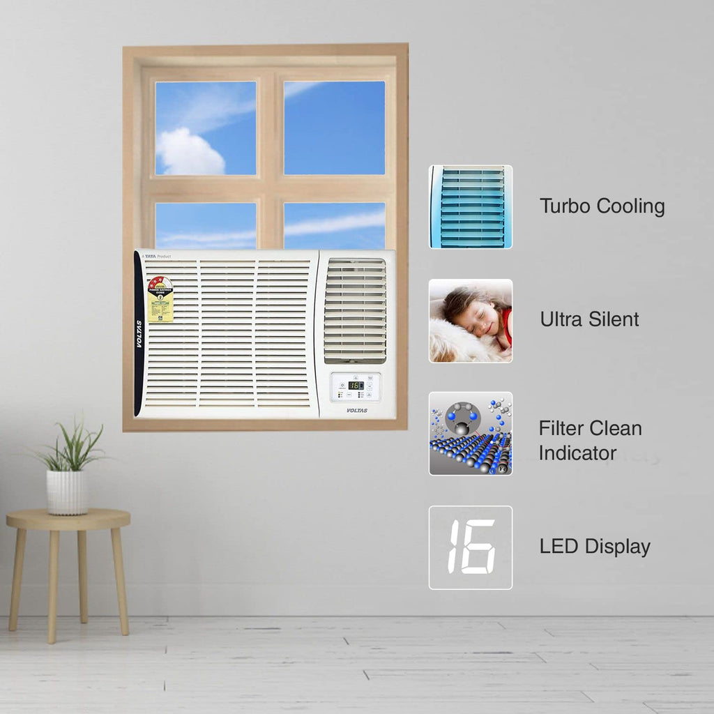 Voltas 183 Vectra Elite 1.5 Ton 3 Star, Fixed Speed Window AC (Copper, Turbo Mode, White)