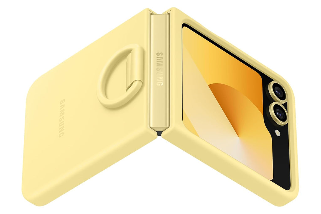 Samsung Galaxy Z Flip6 Silicone Case Yellow | Slim Soft-Touch Design | Built-In Ring Grip | Suraj Electronics Delhi NCR