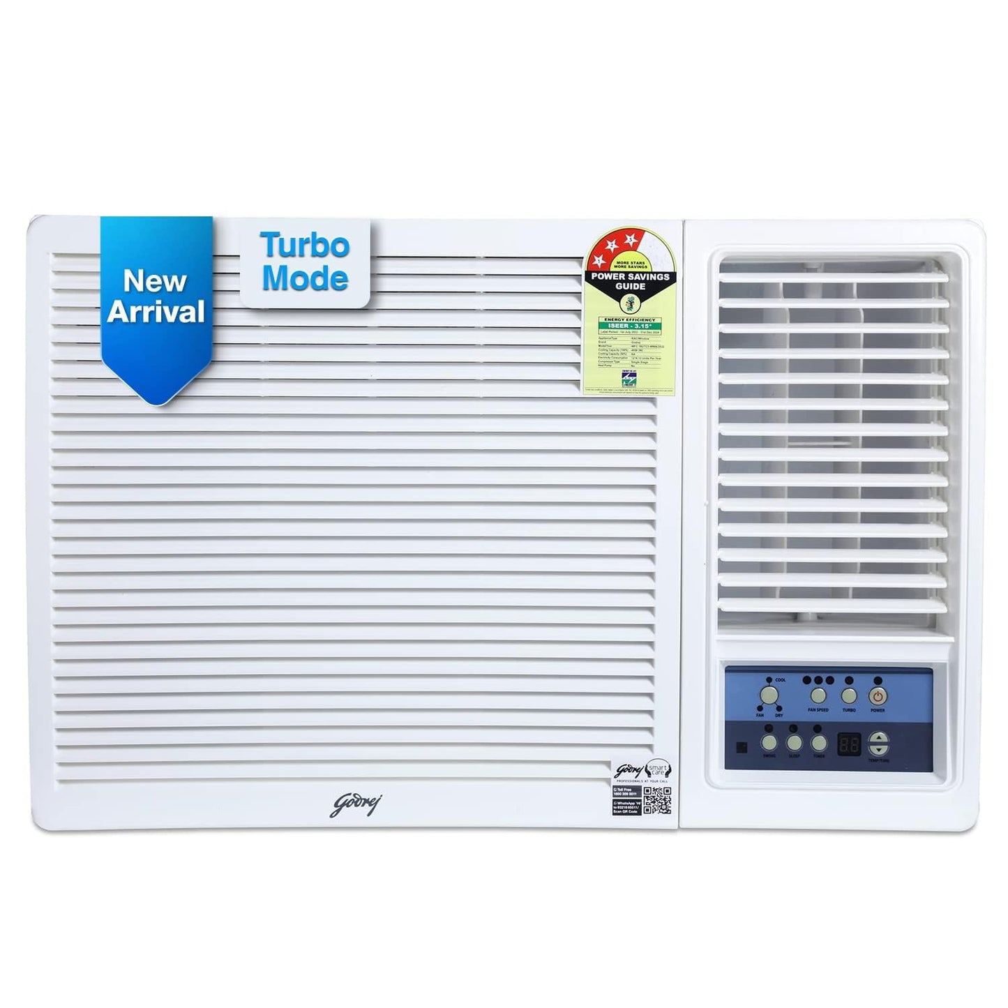 Godrej WFC 12UTC3-WWA 1 Ton 3 Star Window AC (Turbo Mode, Copper Condenser, Blue Fin, R32 Refrigerant, Dust & Anti-Bacterial Filter, White)