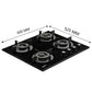 Crompton HOB-SSDC604-MBL SensoSafe 60 cm 4 Burners Built-in Gas Hob With High Efficiency Brass Burners, Auto-Ignition and 8 MM Toughened Glass ( Midnight Black)