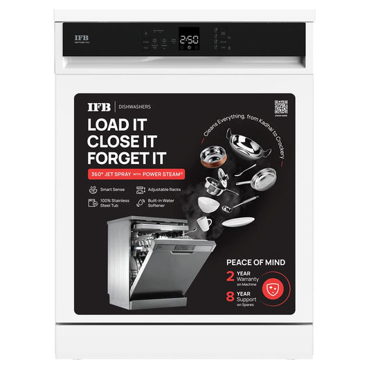 IFB Neptune FX2 14 Place Settings Hot water wash Free Standing Dishwasher (White, In Built Heater with Active Steam Drying) Open Box