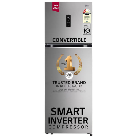 LG GL-T342TPZY 322 L 2 Star Frost-Free Convertible Double Door Refrigerator with Wi-Fi, Door Cooling+ & Smart Inverter Compressor (Shiny Steel )