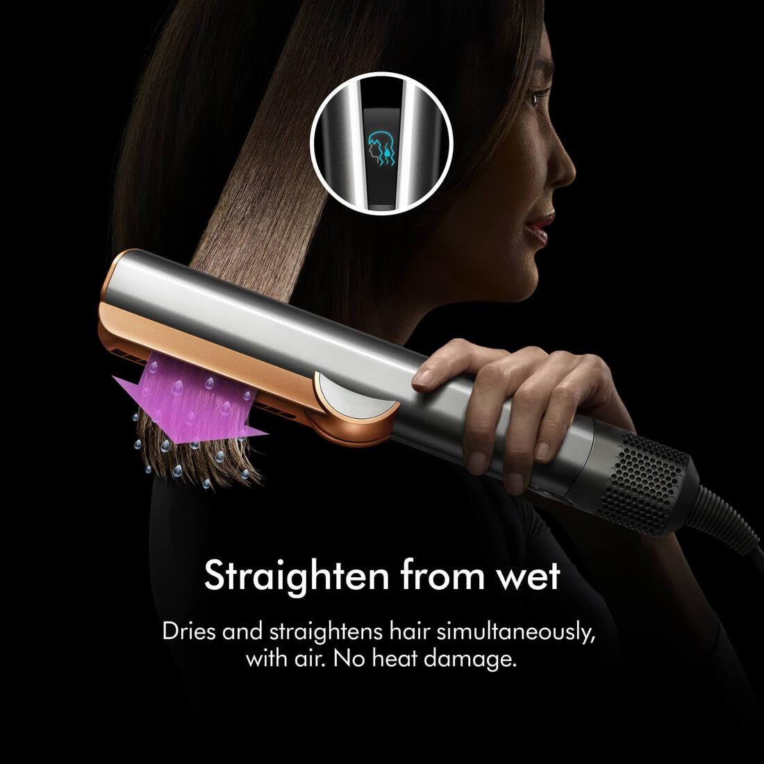 Dyson Airstrait Hair Straightener Red Velvet & Gold | Wet-to-Dry Styling, No Heat Damage, Intelligent Airflow, LCD Display