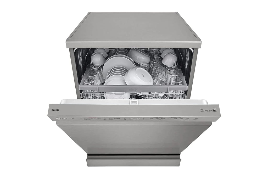 LG DFB532FP 14 Place Setting Freestanding Dishwasher with TrueSteam™, QuadWash™, Inverter Direct Drive & LG ThinQ (Silver, Made for Indian Utensils)