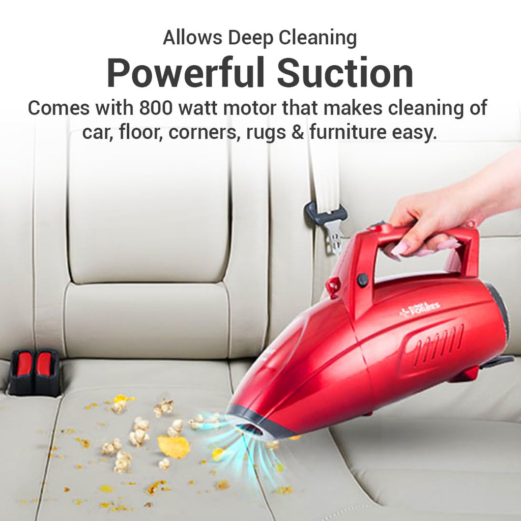 Eureka Forbes Super Clean 800W Handheld Vacuum Cleaner (Red/Black) – Portable, Lightweight, 0.5L Dust Cup, Blower & Suction Function