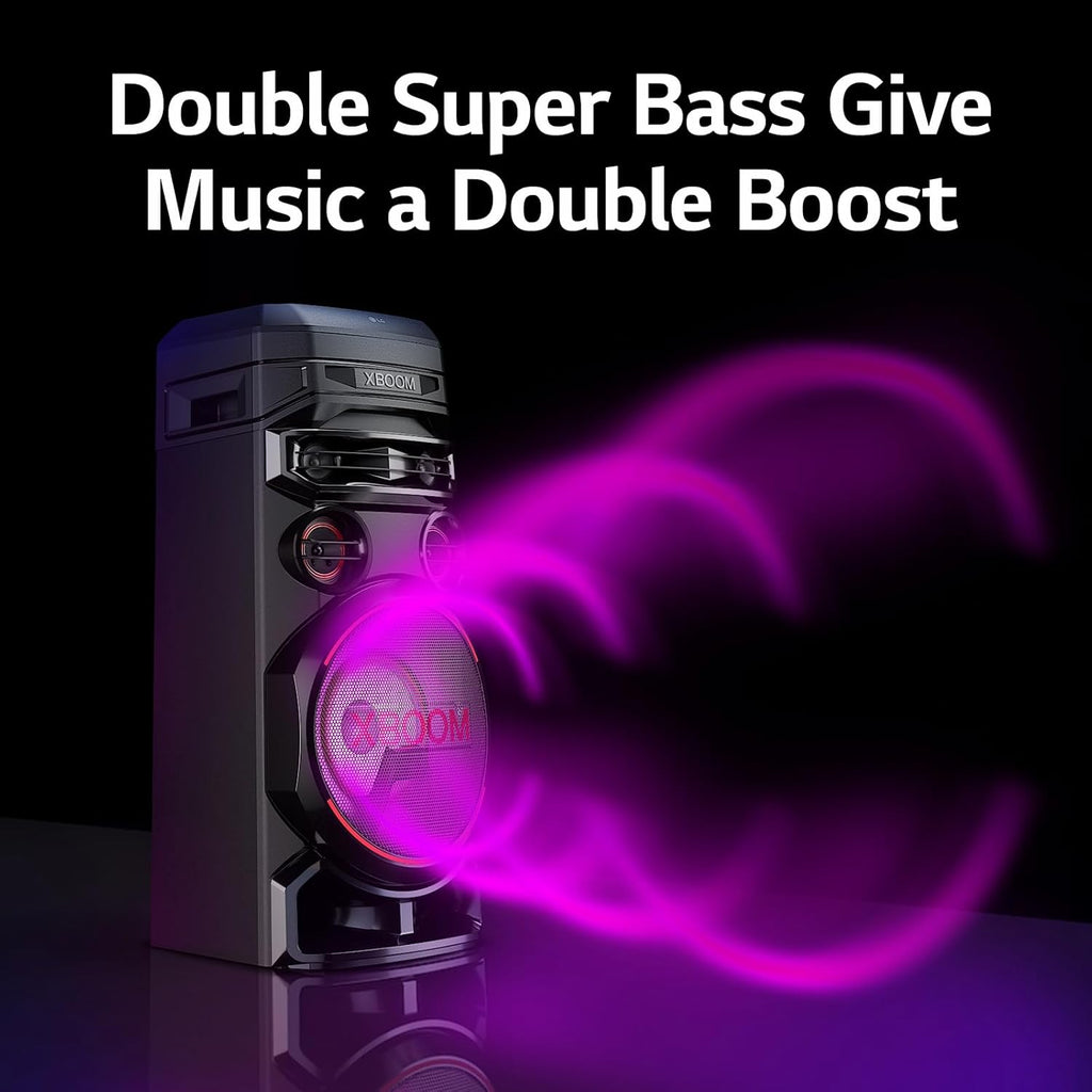 LG XBOOM RNC7 Party Speaker, Multi Color Lighting, Karaoke Feature, 1 Mic + 1 Guitar Input, Wireless Party Link, USB, Bluetooth Connection, XBOOM App