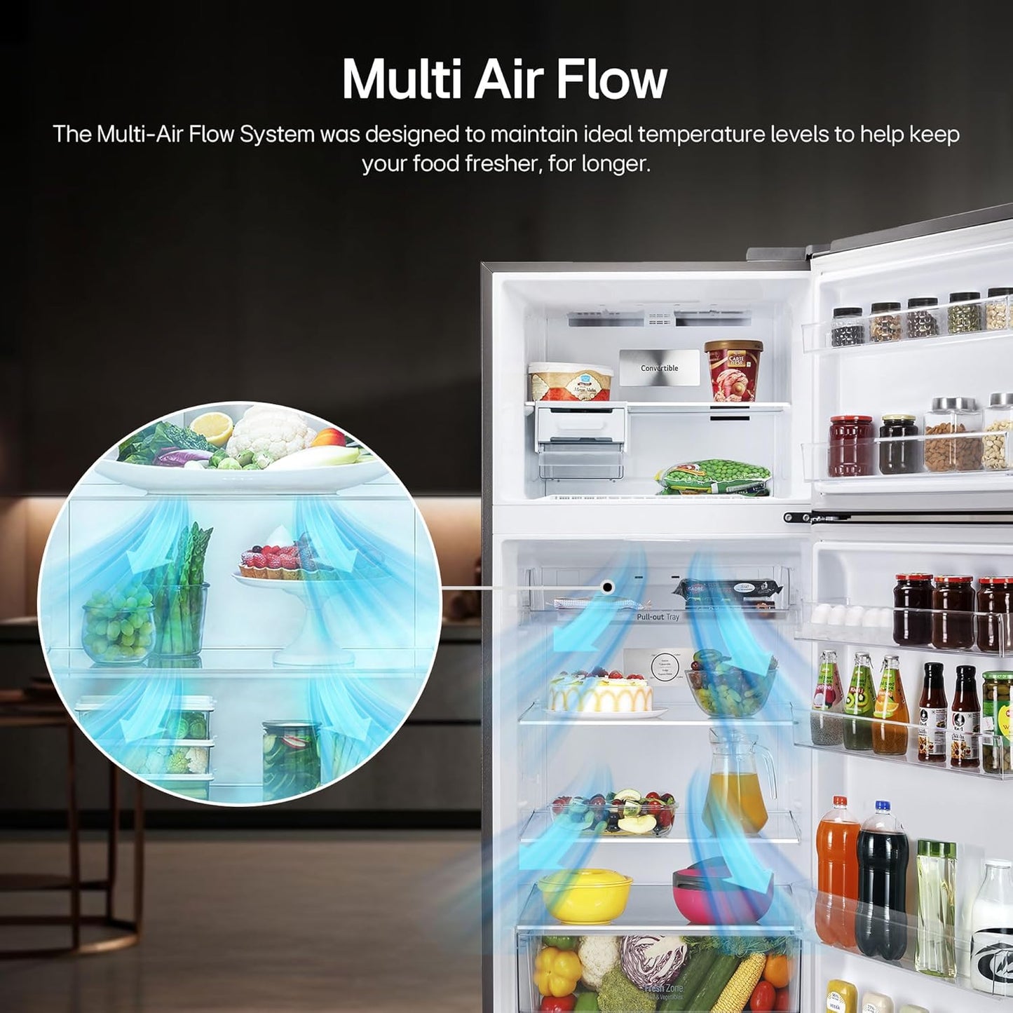 LG GL-S422SPZX 398L 3 Star Frost-Free Double Door Refrigerator (Convertible, Smart Inverter, Express Freeze, Shiny Steel)