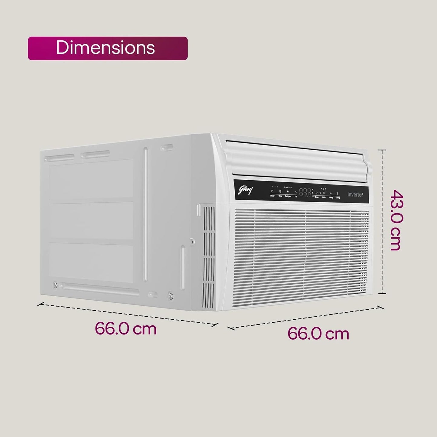 Godrej WIC 18XTC5 WYA 1.5 Ton 5 Star Inverter Window AC | 5-in-1 Convertible Cooling | Copper Condenser | Pure Air Filter | 2025 Model | White | Made in India