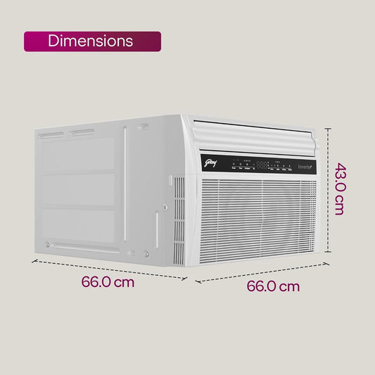 Godrej WIC 18XTC5 WYA 1.5 Ton 5 Star Inverter Window AC | 5-in-1 Convertible Cooling | Copper Condenser | Pure Air Filter | 2025 Model | White | Made in India