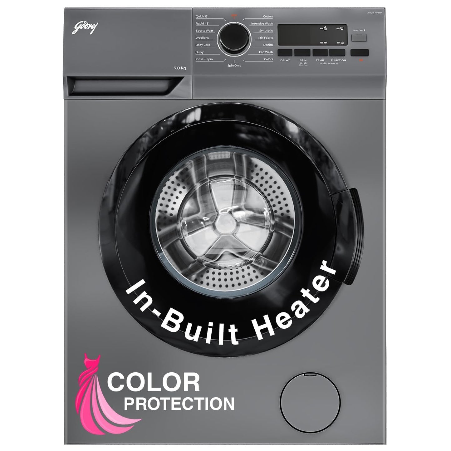 Godrej WFEON ARG 7012 5.0 FEBT SLSR 7 Kg Eco-Wash Front Load Washing Machine | 90 °C Hot Wash | Silver Stream | Suraj Electronics Delhi NCR