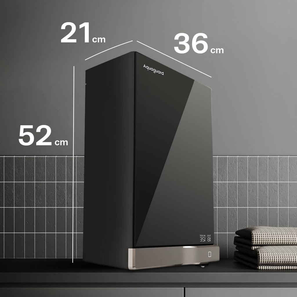 Aquaguard Slim Glass 9-Stage RO+UV Water Purifier | Toughened Glass Body | Active Copper | Real-Time TDS Display | 3.6L Tank | Wall Mount