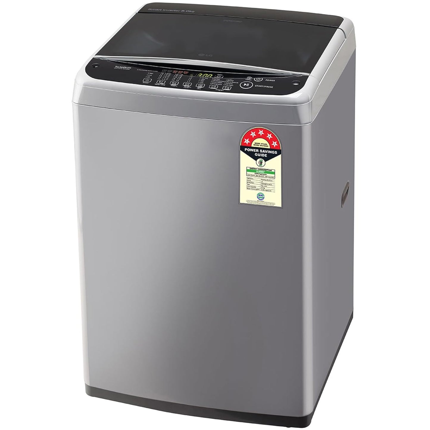 LG T80SPSF1Z 8 Kg 5 Star Smart Inverter TurboDrum Fully Automatic Top Loading Washing Machine ( Punch + 3, Middle Free Silver)