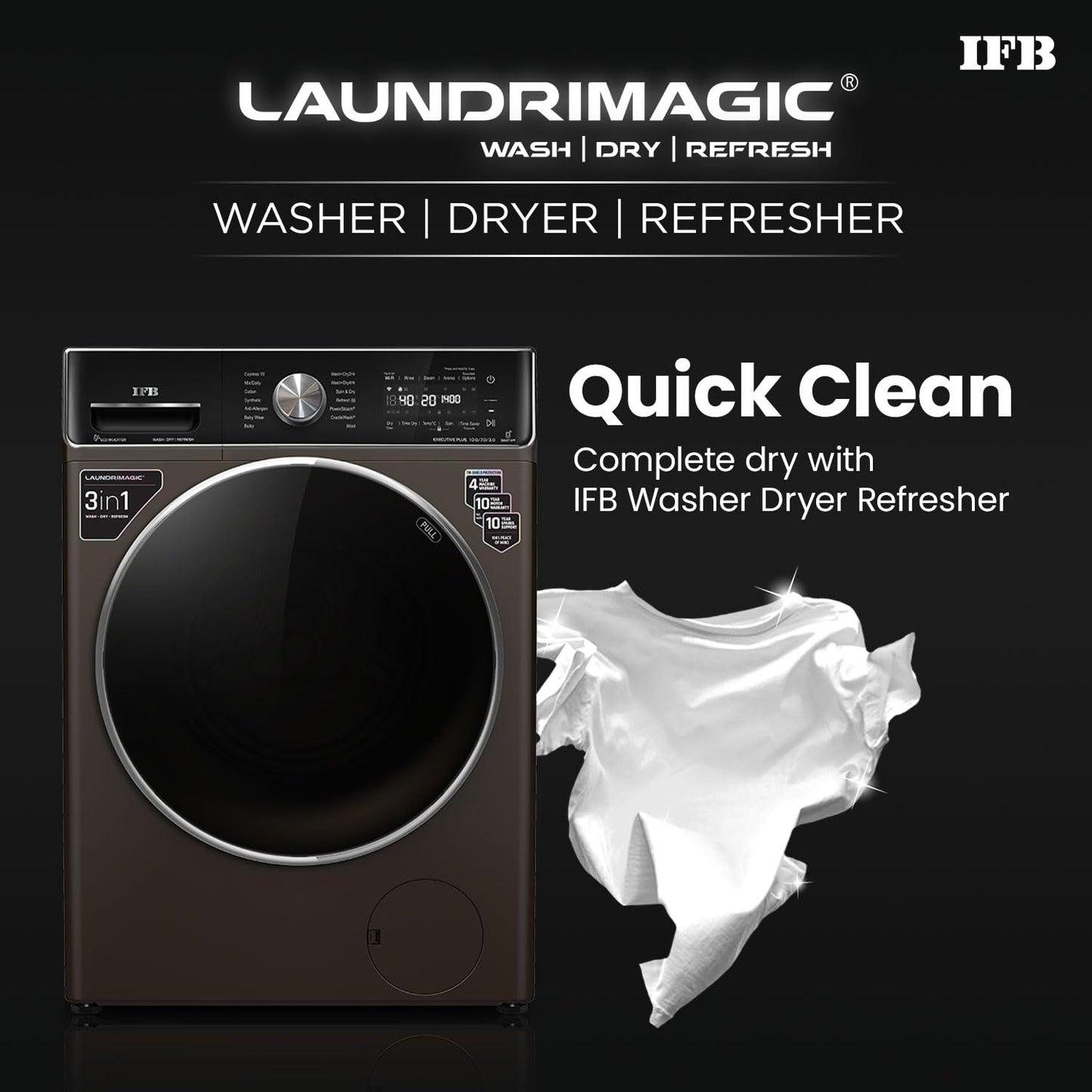 IFB Washer Dryer Executive Plus ZXM 10.0/7.0/3.0kg 5 Star Inverter Fully-Automatic Front Loading Washing Machine